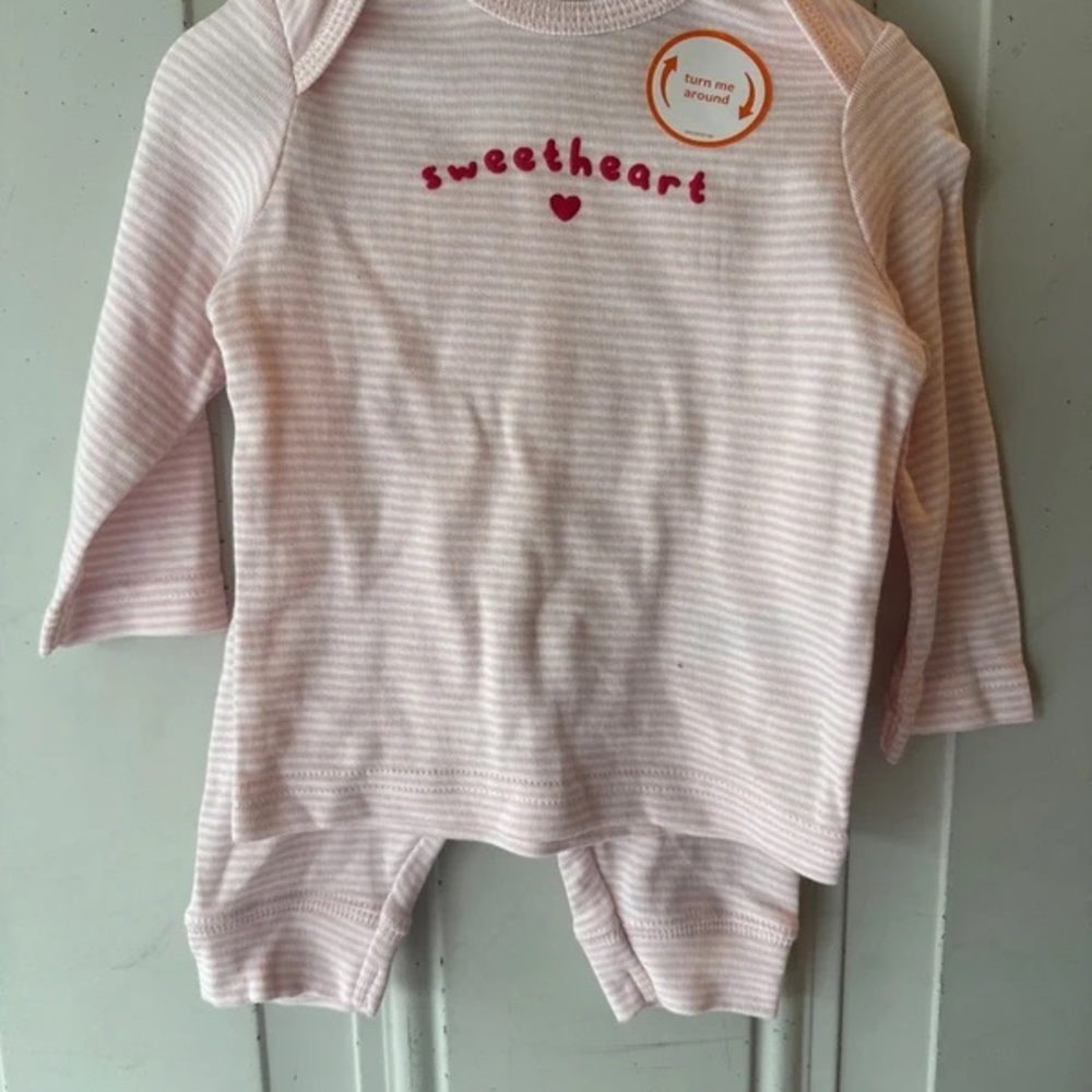 Sweetheart Pink Stripe Baby Footie One-Piece